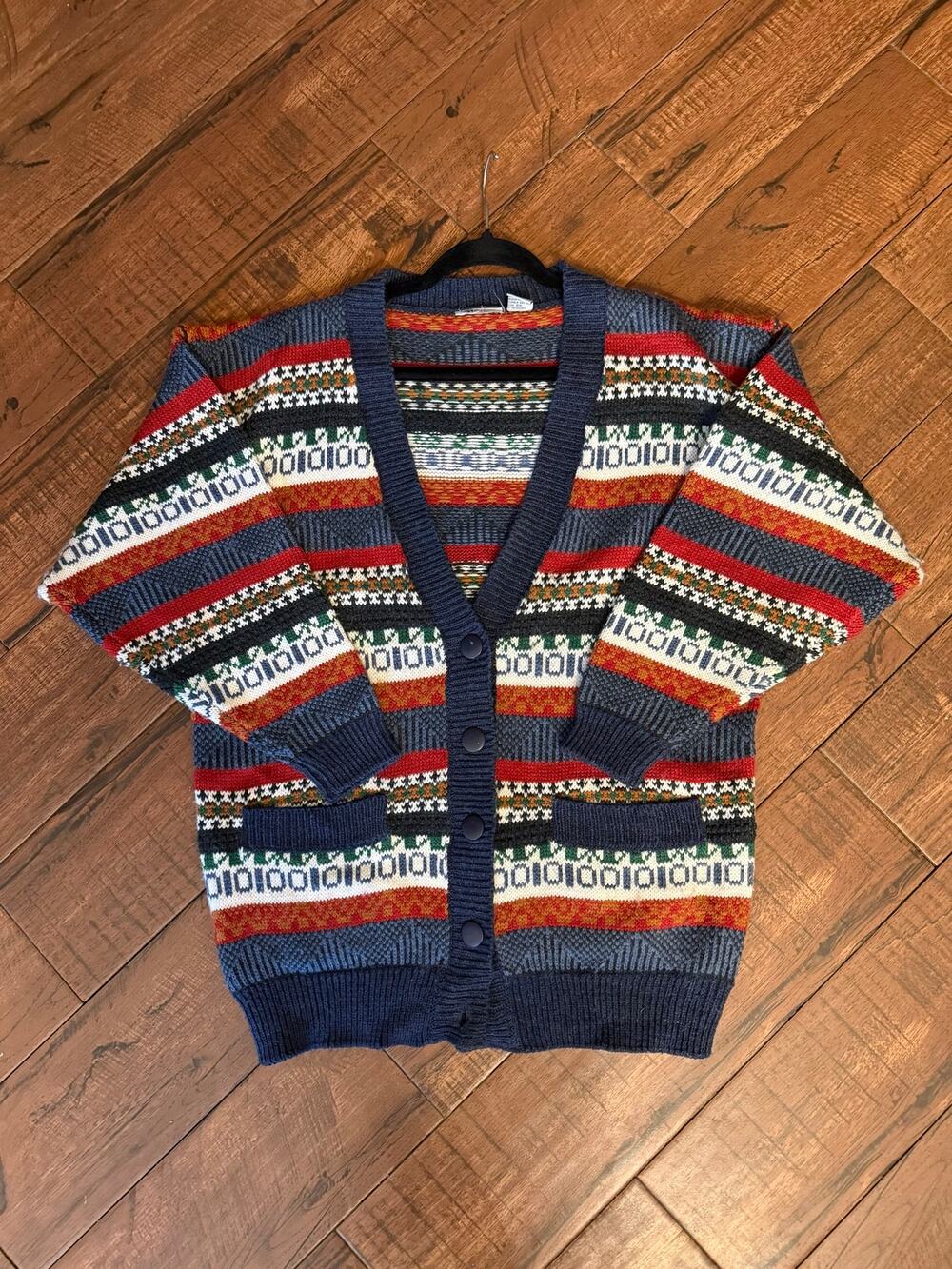 Vintage Jeans Wear Fair Isle Cardigan Sweater Oversized M/L Nordic 90s Cozy Knit